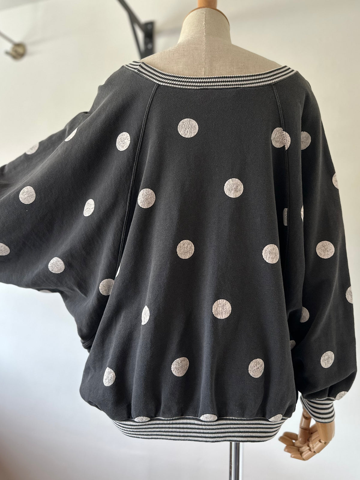 dots stripe dolman sleeve tops