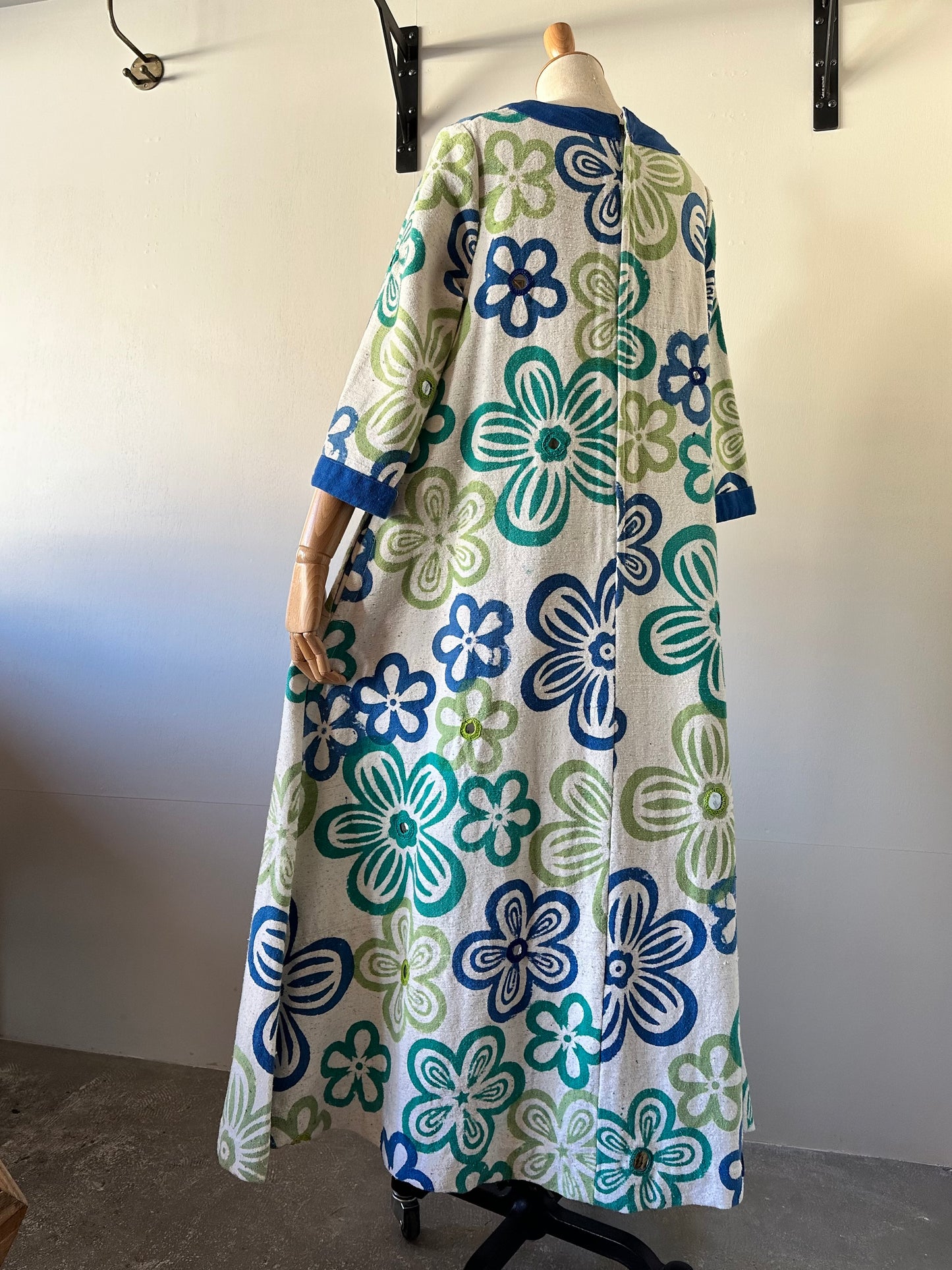 vintage floral mirror work dress