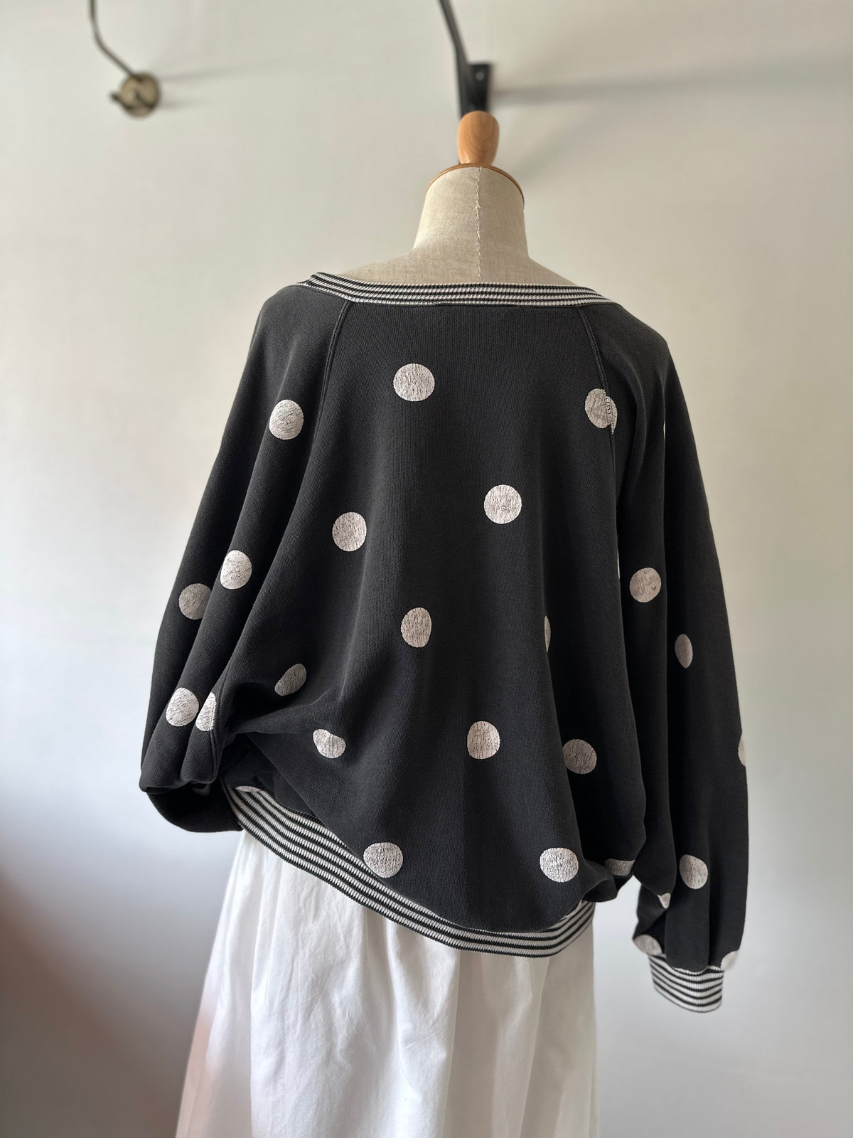 dots stripe dolman sleeve tops