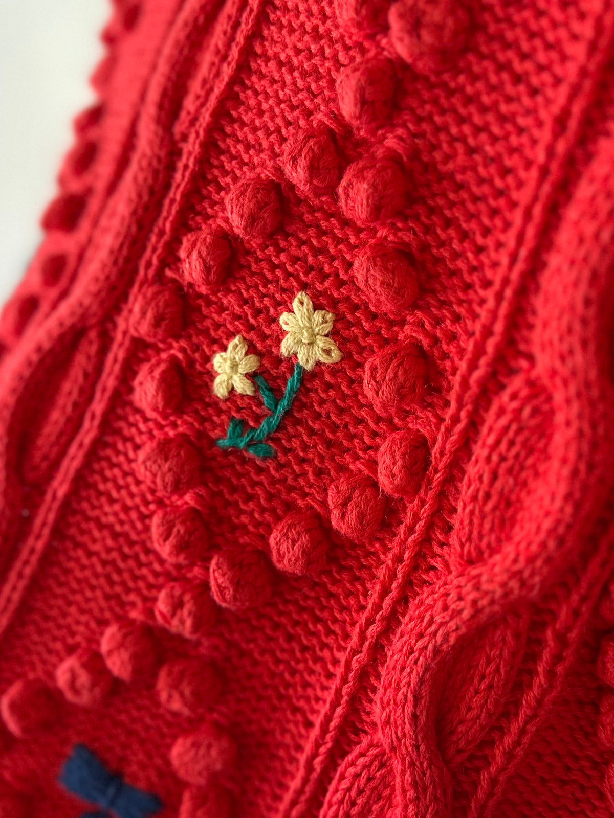 ribbon×flower knit sweater