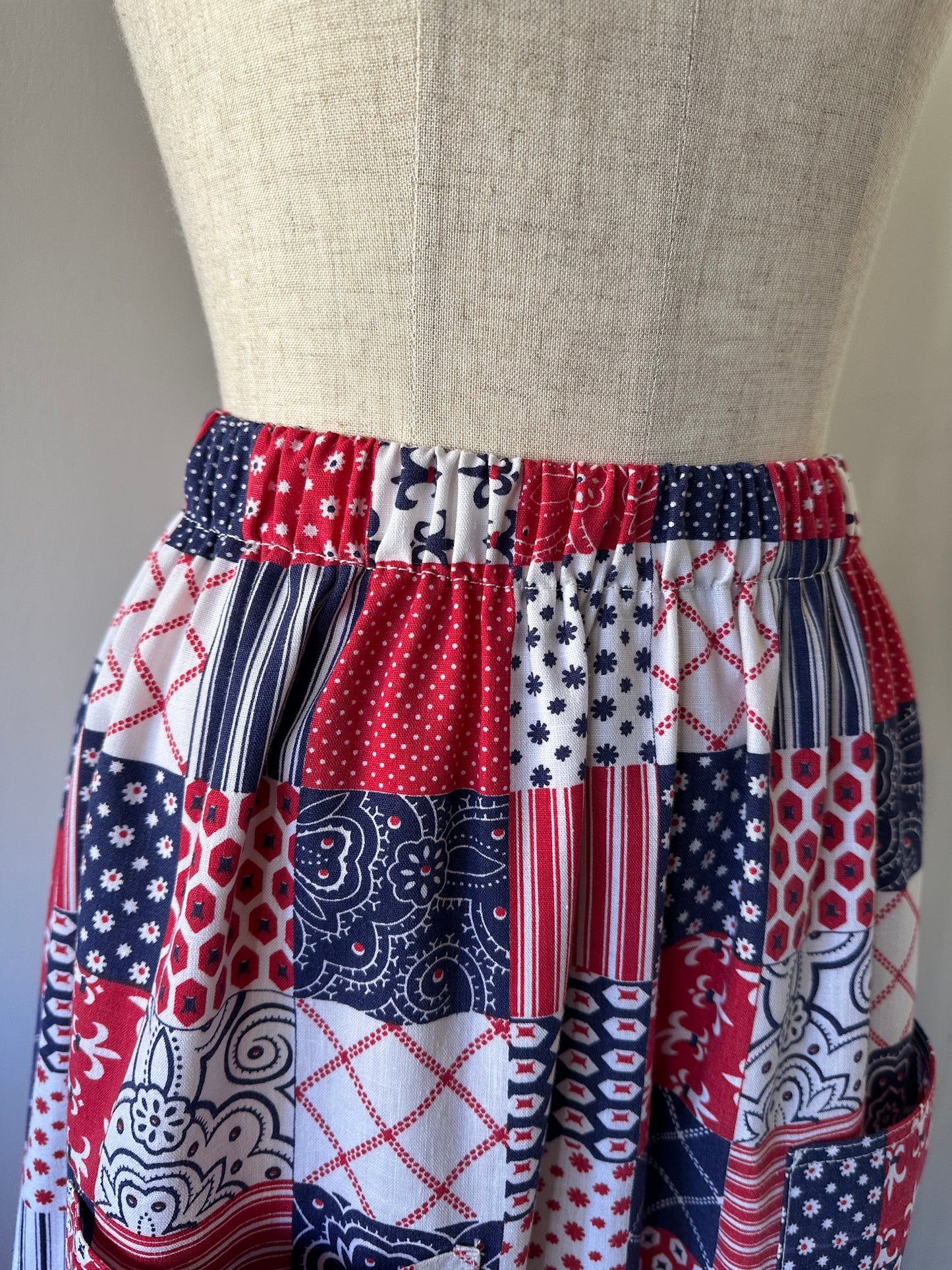 patchwork pattern maxi skirt