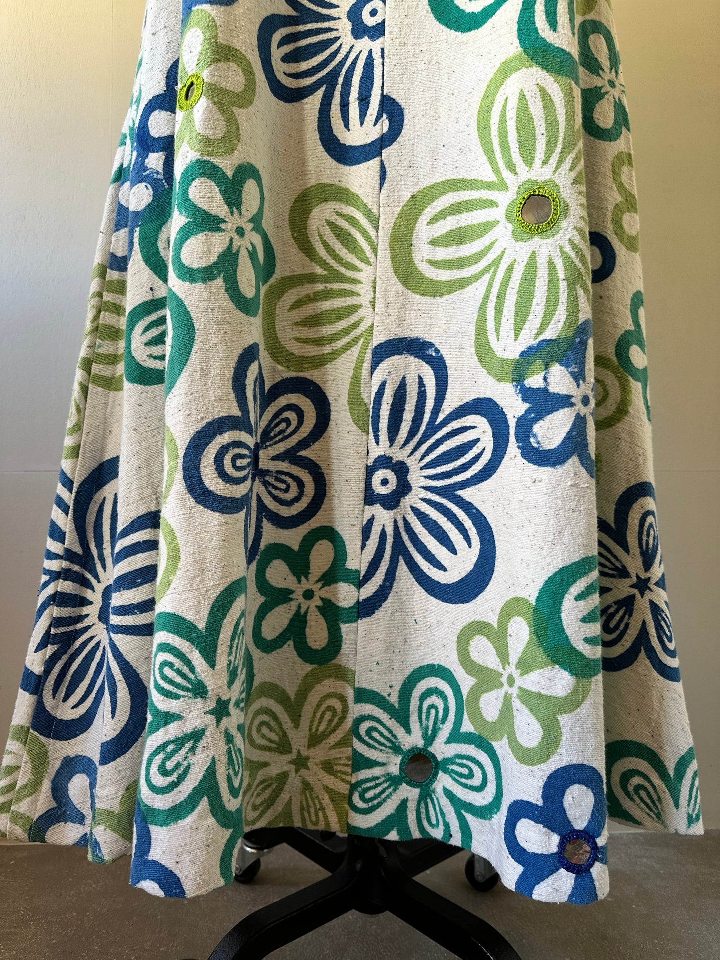 vintage floral mirror work dress