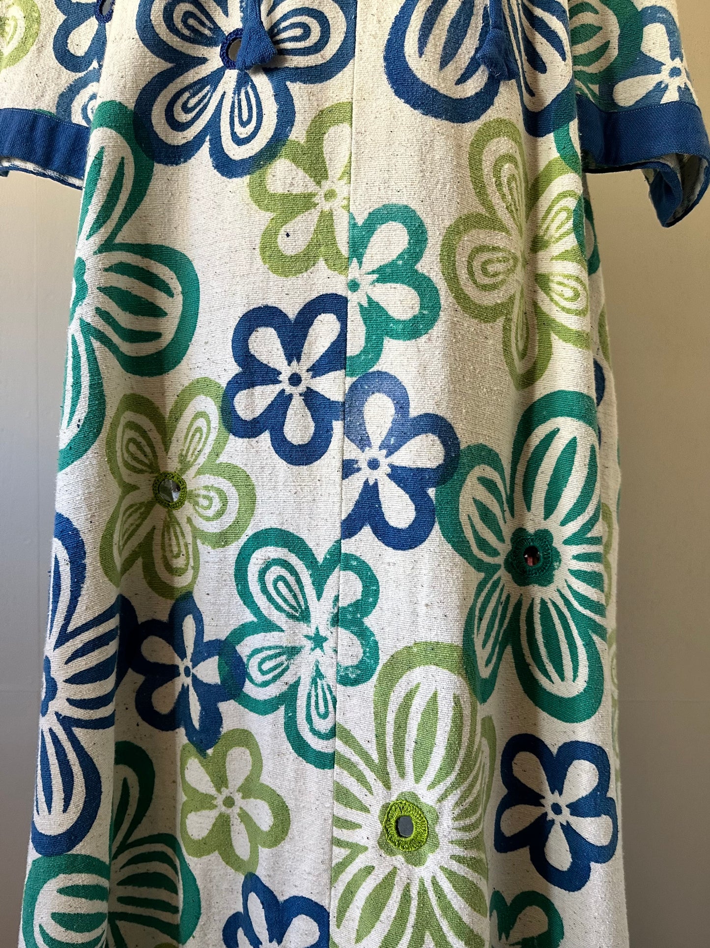 vintage floral mirror work dress