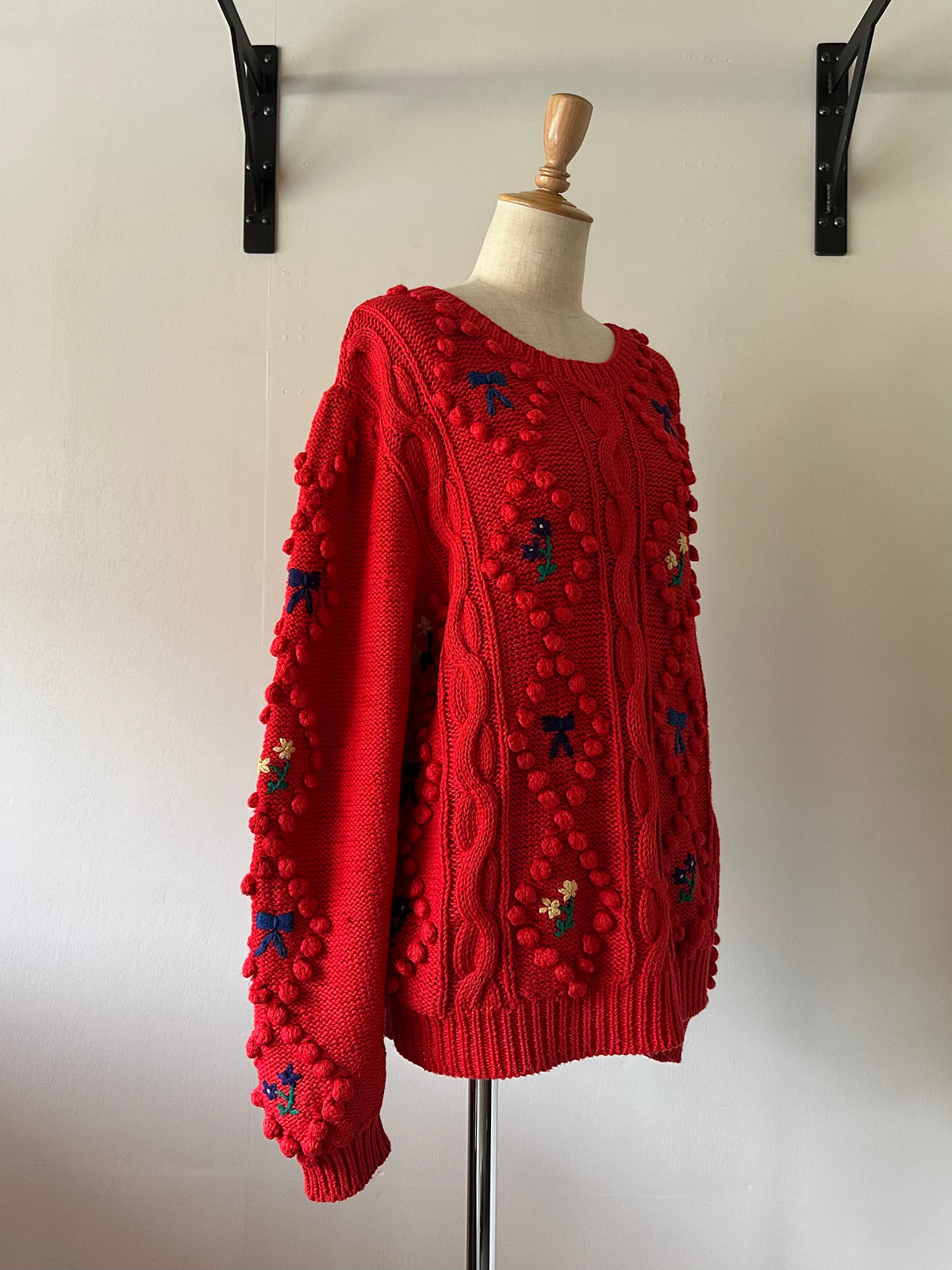 ribbon×flower knit sweater