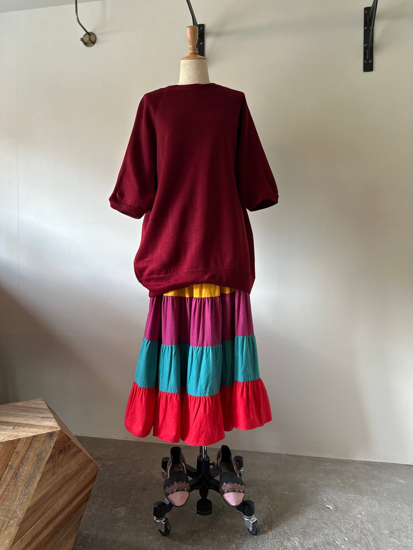 multicolored tiered skirt