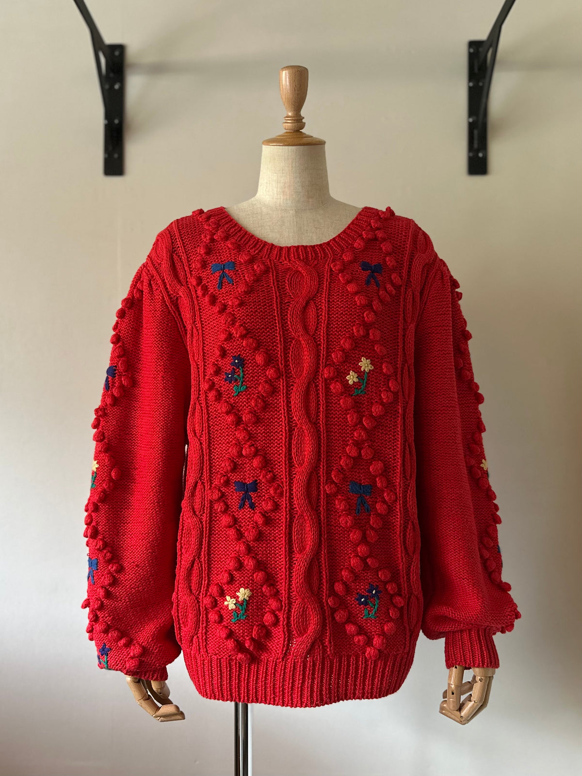 ribbon×flower knit sweater