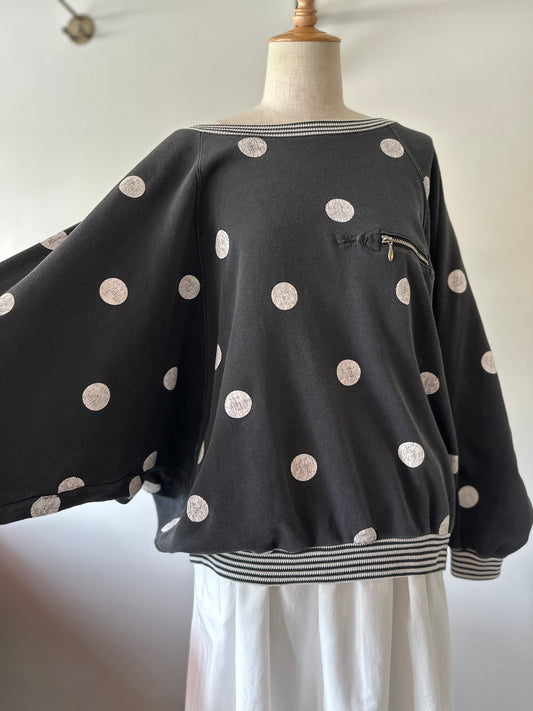 dots stripe dolman sleeve tops