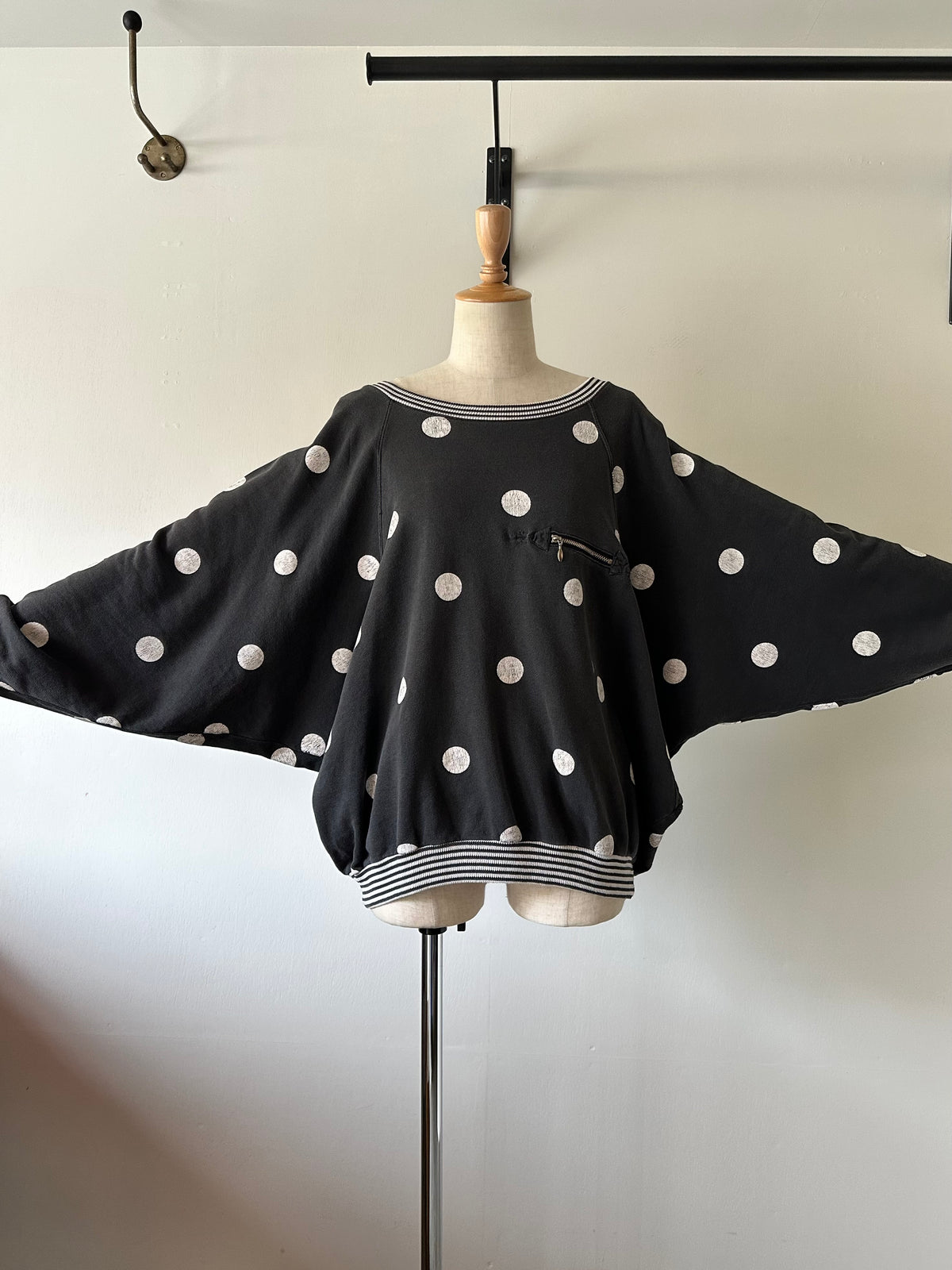 dots stripe dolman sleeve tops