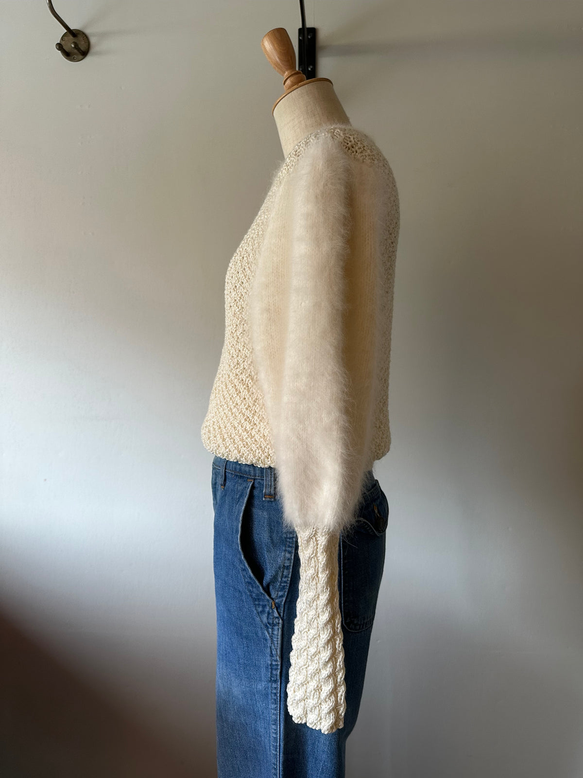 fur sleeve design knit tops