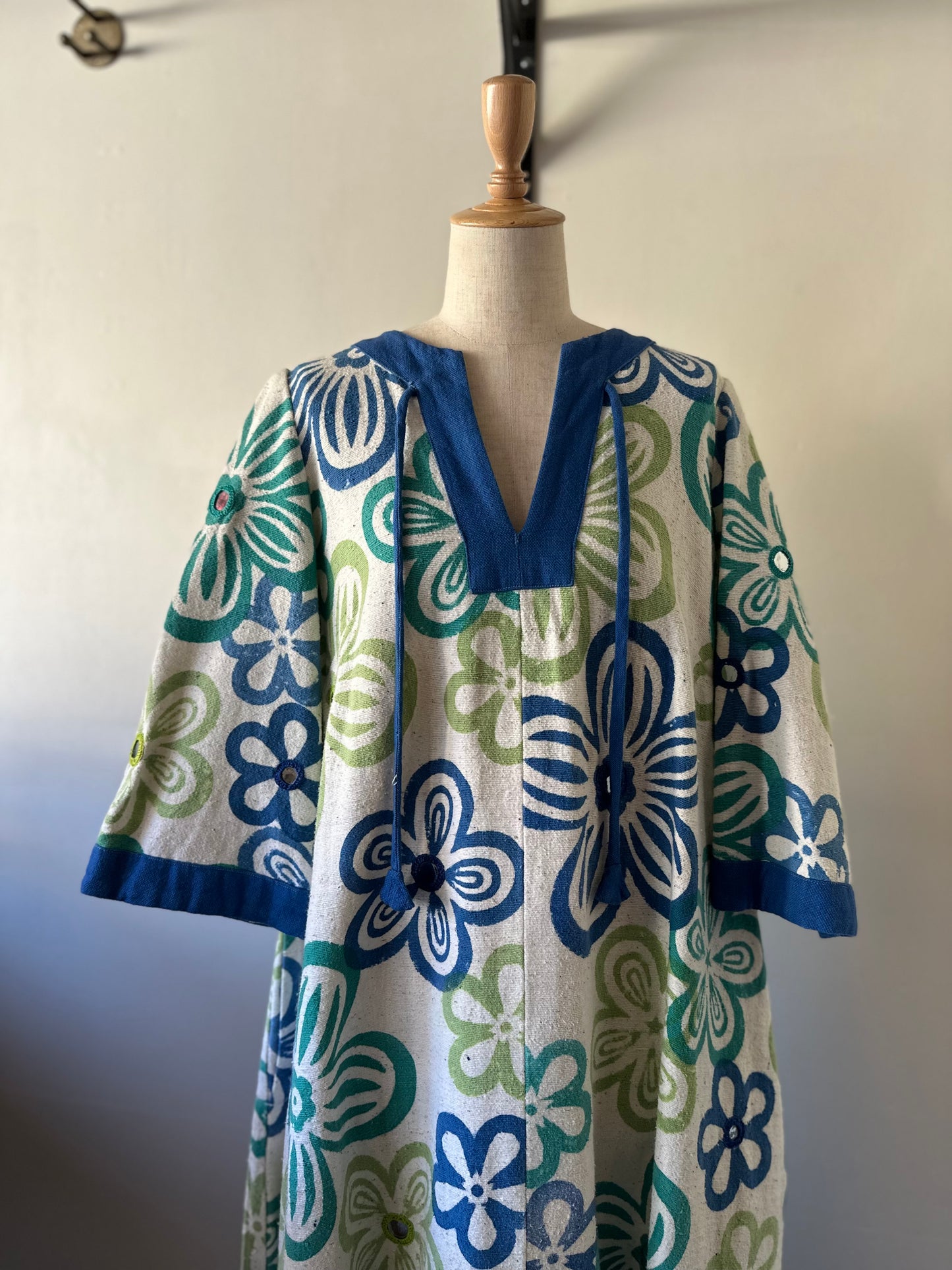 vintage floral mirror work dress