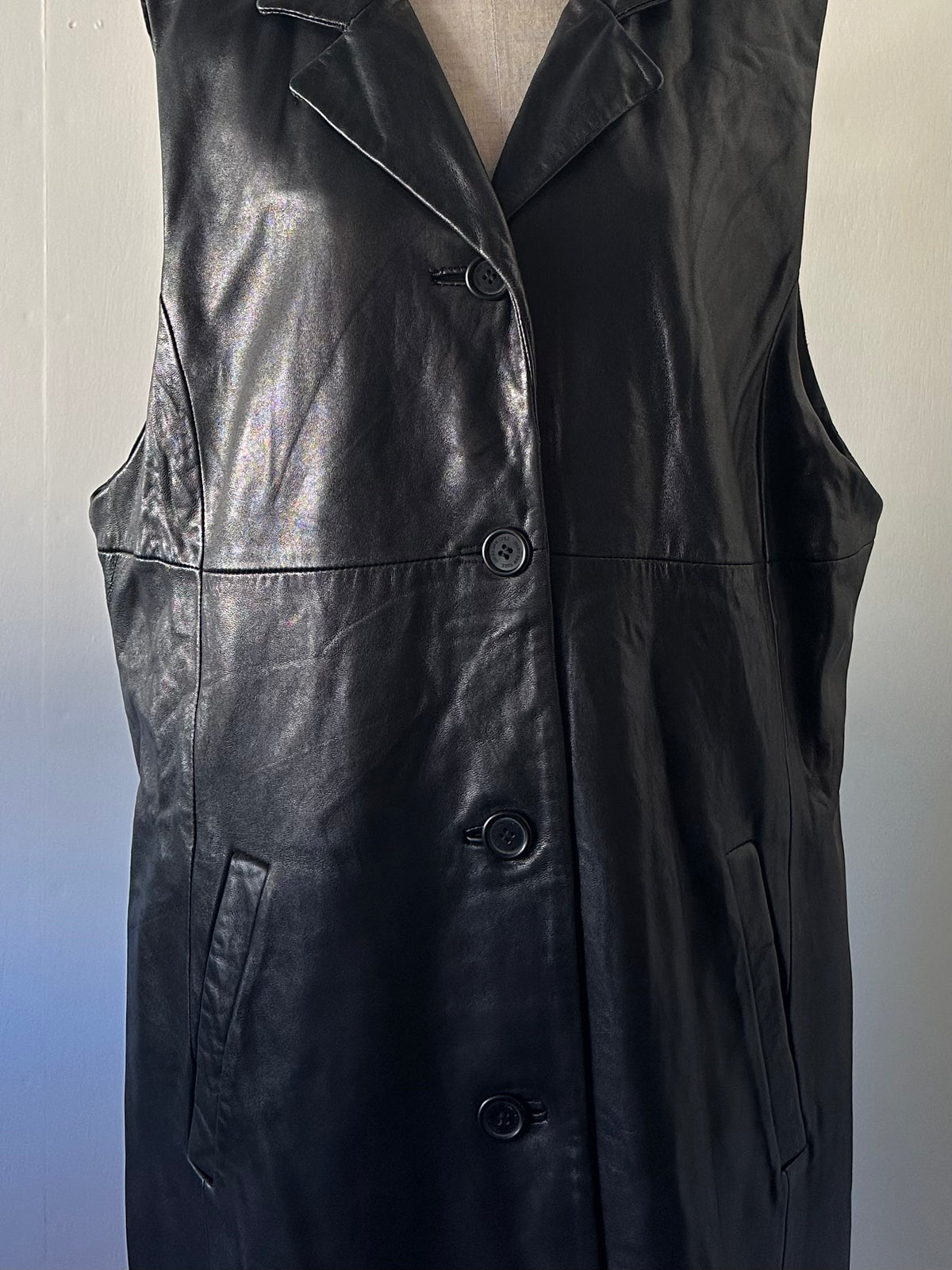 leather long vest