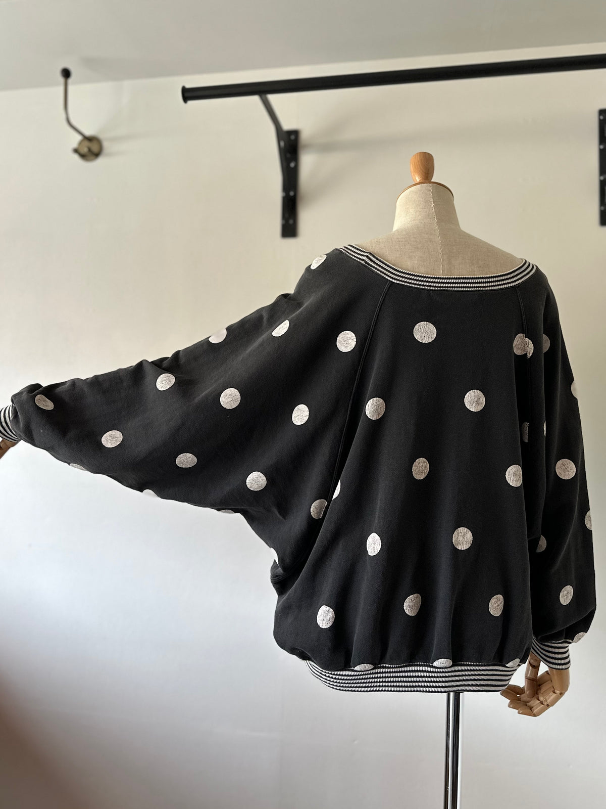 dots stripe dolman sleeve tops