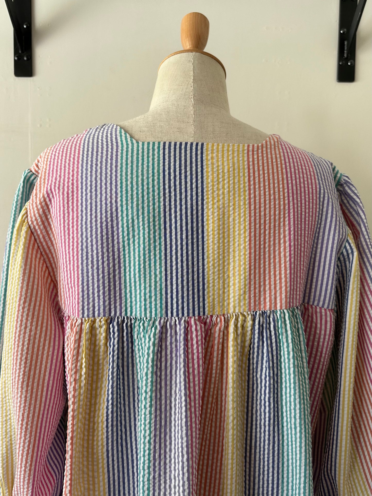 seersucker stripe zip up dress
