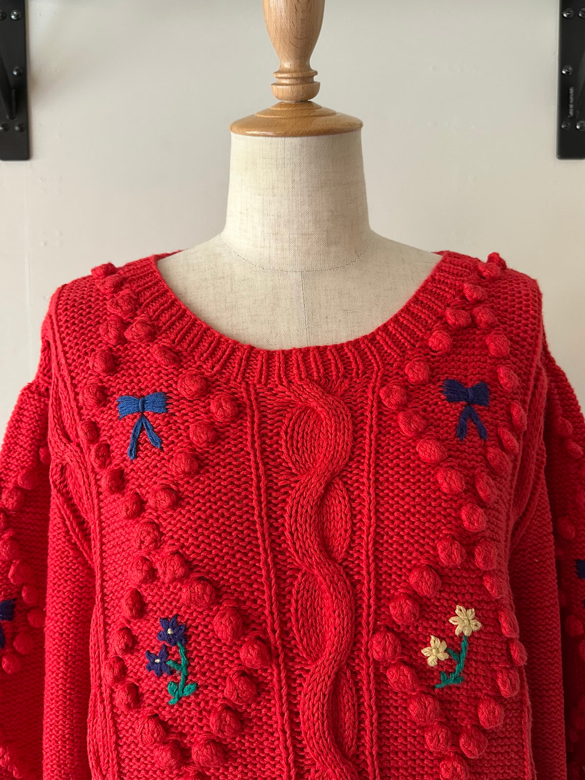 ribbon×flower knit sweater